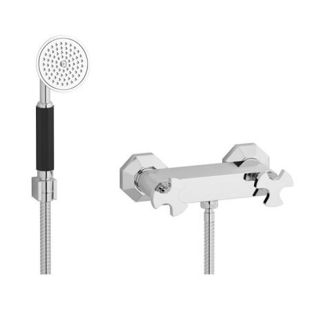 Mitigeur de douche art-déco externe avec flexible et douchette: chromé, or, or rose, or pâle, platine BT350