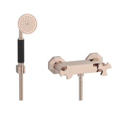 Mitigeur de douche art-déco externe avec flexible et douchette: chromé, or, or rose, or pâle, platine BT350