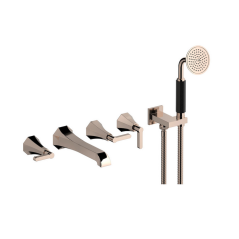 Bain douche art-déco 5 trous vertical avec inverseur et kit douche : chromé, or, or rose, or pâle, platine BL398