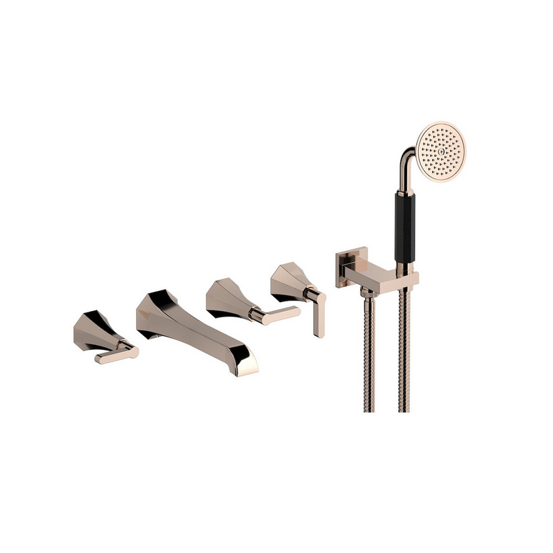 Bain douche art-déco 5 trous vertical avec inverseur et kit douche : chromé, or, or rose, or pâle, platine BL398