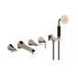 Bain douche art-déco 5 trous vertical avec inverseur et kit douche : chromé, or, or rose, or pâle, platine BL398