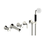 Bain douche art-déco 5 trous vertical avec inverseur et kit douche : chromé, or, or rose, or pâle, platine BT398