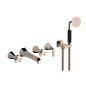 Bain douche art-déco 5 trous vertical avec inverseur et kit douche : chromé, or, or rose, or pâle, platine BT398