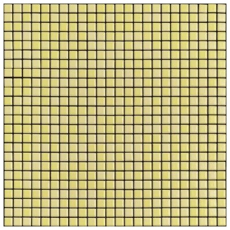 Mosaique jaune citron brillant, nuancé, sol et mur, salle de bain, 1.2x1.2cm et 2.5x2.5cm apanthologia 19 sur trame 30x30cm