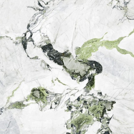Carrelage imitation marble veiné vert et blanc brillant rectifié 60x120cm, 120x120cm, Géoxoyama green