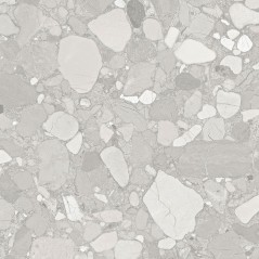 Carrelage imitation terrazzo uni gris clair mat rectifié 60x60cm, 60x120cm, Géocolorado perla