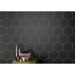 Carrelage hexagone blanc noir, promotion, 25.8x29cm geoxsolid black