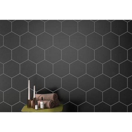 Carrelage hexagone blanc noir, promotion, 25.8x29cm geoxsolid black