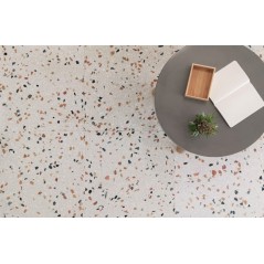 Carrelage ciment terrazzo véritable granito grand format Siena 60x60x2cm fond blanc