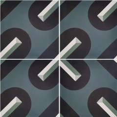 Véritable carreau ciment contemporain design sur fond gris vert décor wax4 20x20cm