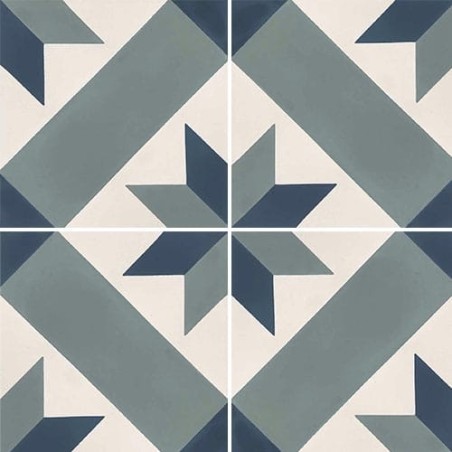 Véritable carreau ciment contemporain design étoile gris et bleue 20x20cm 7150-18 assemblage