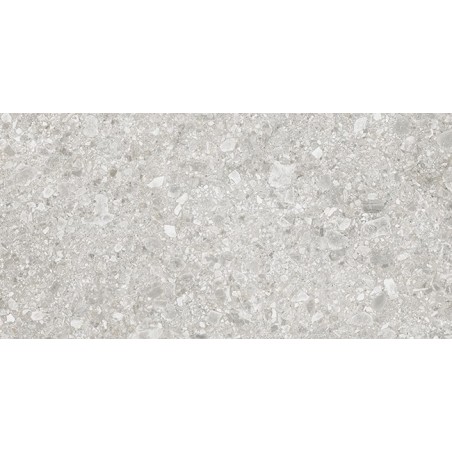Carrelage imitation terrazzo teinté dans la masse, gris clair rectifié 59.3x59.3, 60x120, 120x120cm Viv ceppo gris