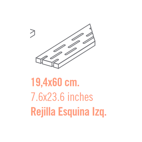 Grille piscine gauche en grès cérame 19.4x60x2cm viv ceppo gris ou cemento