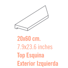 Margelle exterieure gauche en grès cérame 20x60x2cm viv ceppo gris ou cemento