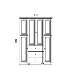 Meuble de salle de bain de style ancien, rétro, art-déco laqué blanc mat largeur150cm hauteur210cm profondeur56cm AC15B