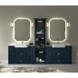 Meuble de salle de bain de style ancien, rétro, art-déco laqué bleu mat double vasque et 2 miroirs compx AC18