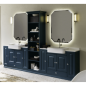 Meuble de salle de bain de style ancien, rétro, art-déco laqué bleu mat double vasque et 2 miroirs compx AC18