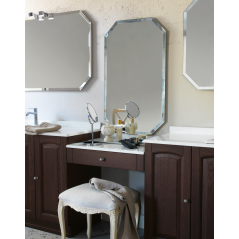 Meuble de salle de bain de style ancien, rétro, art-déco couleur frêne foncé mat double vasque et 3 miroirs compx AC19