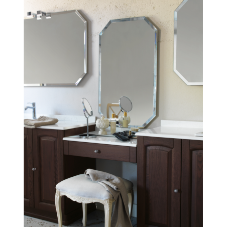 Meuble de salle de bain de style ancien, rétro, art-déco couleur frêne foncé mat double vasque et 3 miroirs compx AC19