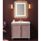 Meuble de salle de bain de style art-déco, rétro rose poudré métallisé mat avec armoire et miroir compx DH21