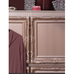 Meuble de salle de bains de style art-déco, rétro rose poudré métallisé mat avec armoire et miroir DH21