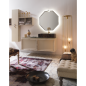 Meuble de salle de bain de style art-déco, rétro beige mat avec armoire et miroir compx DH20