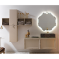 Meuble de salle de bain de style art-déco, rétro beige mat avec armoire et miroir compx DH20