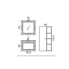 Meuble de salle de bain de style art-déco, rétro blanc mat avec armoire et miroir comp DH18A