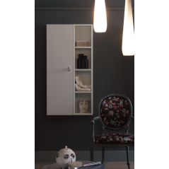 Meuble de salle de bain de style art-déco, rétro blanc mat avec armoire et miroir comp DH18A