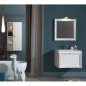 Meuble de salle de bain de style art-déco, rétro blanc mat avec armoire et miroir compx DH18B