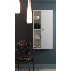 Meuble de salle de bain de style art-déco, rétro blanc mat avec armoire et miroir comp DH18A