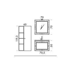 Meuble de salle de bain de style art-déco, rétro blanc mat avec armoire et miroir comp DH18A