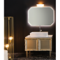 Deux meubles de salle de bain de style art-déco, rétro beige chambagne mat avec armoire et miroir compx DH15