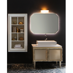 Deux meubles de salle de bain de style art-déco, rétro beige chambagne mat avec armoire et miroir comp DH15