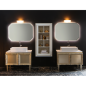 Deux meubles de salle de bain de style art-déco, rétro beige chambagne mat avec armoire et miroir compx DH15