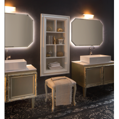 Deux meubles de salle de bain de style art-déco, rétro beige chambagne mat avec armoire et miroir comp DH15