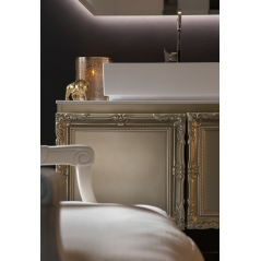 Deux meubles de salle de bain de style art-déco, rétro beige chambagne mat avec armoire et miroir comp DH15