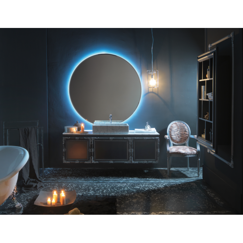Miroir salle de bain suspendu, rond avec éclairage épaisseur 2.2cm diametre  105cm, 120cm, 140cm comsfera