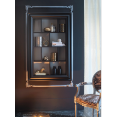 Meuble de salle de bain de style art-déco, rétro noir mat avec armoire et miroir comp DH10