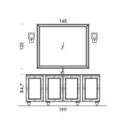 Meuble de salle de bain de style art-déco, rétro noir mat avec armoire et miroir comp DH10