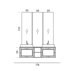 Meuble de salle de bain double vasque de style art-déco, rétro laqué beige mat avec  miroir comp DH16