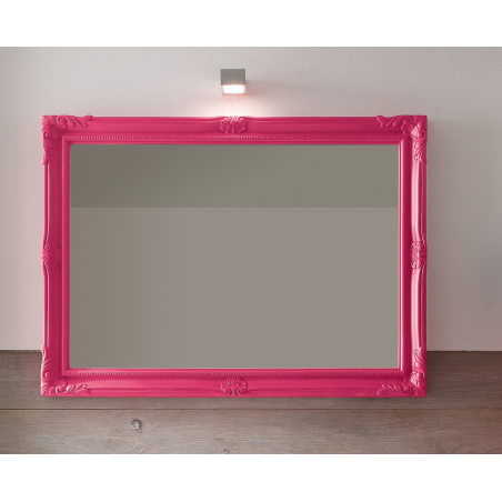 Miroir salle de bain, art-déco 70x70x6cm, ou 70x95x6cm sans éclairage, avec cadre rose mat comp louis16