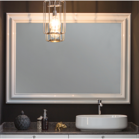 Miroir salle de bain, art-déco  sans éclairage, 100x140, 70x120, 100x120, 140x120cm avec cadre blanc brillant comp lord