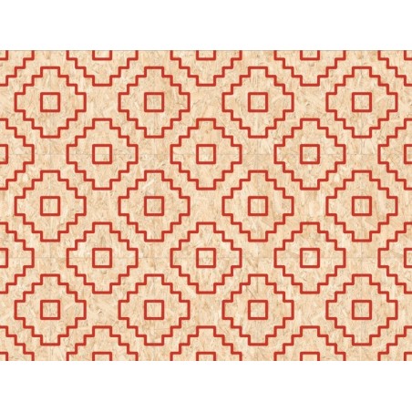 Carrelage imitation bois aggloméré décoré rouge mat, décor, 59.3x59.3cm rectifié,  R10, V seriaki naturel rojo