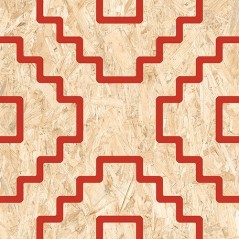 Carrelage imitation bois aggloméré décoré rouge mat, décor, 59.3x59.3cm rectifié,  R10, VIV seriaki naturel rojo