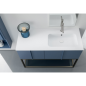 Meuble de salle de bain simple vasque de style contemporain design laqué bleu mat avec  miroir et colonne compx BD013