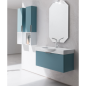 Meuble de salle de bain simple vasque de style contemporain design laqué bleu mat avec miroir et colonne compx BD014