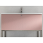 Meuble de salle de bain simple vasque de style contemporain design laqué rose mat avec miroir et colonne compx BD015