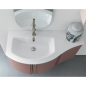 Meuble de salle de bain simple vasque arrondi de style contemporain design laqué rose mat avec 1 miroir et armoire compx BD025