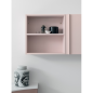 Meuble de salle de bain simple vasque arrondi de style contemporain design laqué rose mat avec 1 miroir et armoire compx BD025